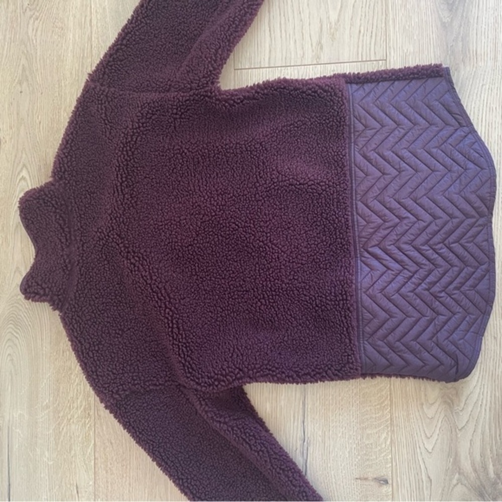 Athleta Cozy Sherpa Snap Pullover Women’s XS Burgundy Quilted Fleece
